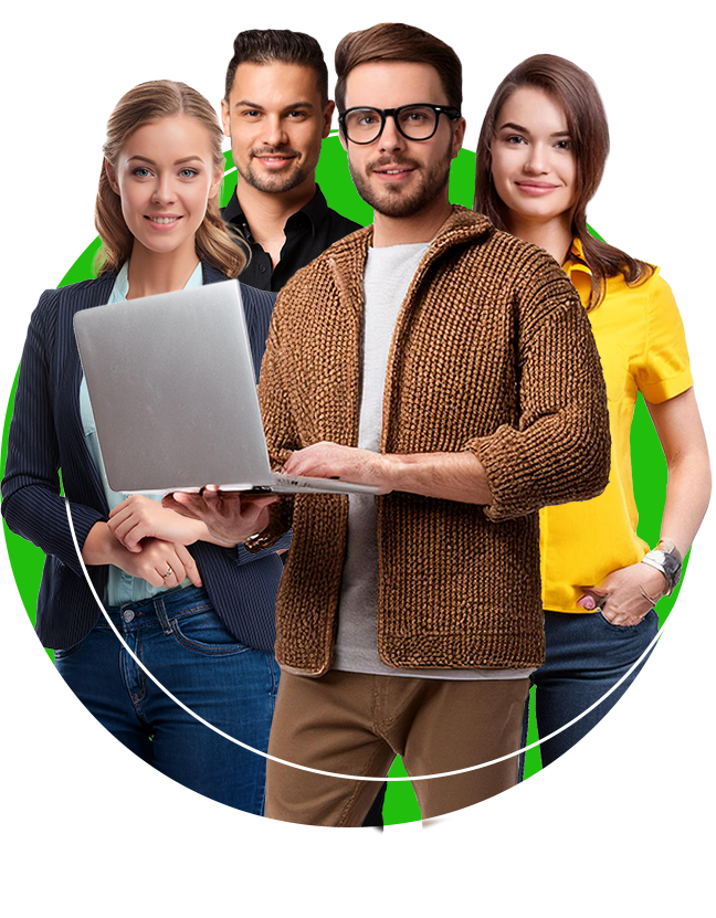 Smiling woman with laptop representing digital freelancer